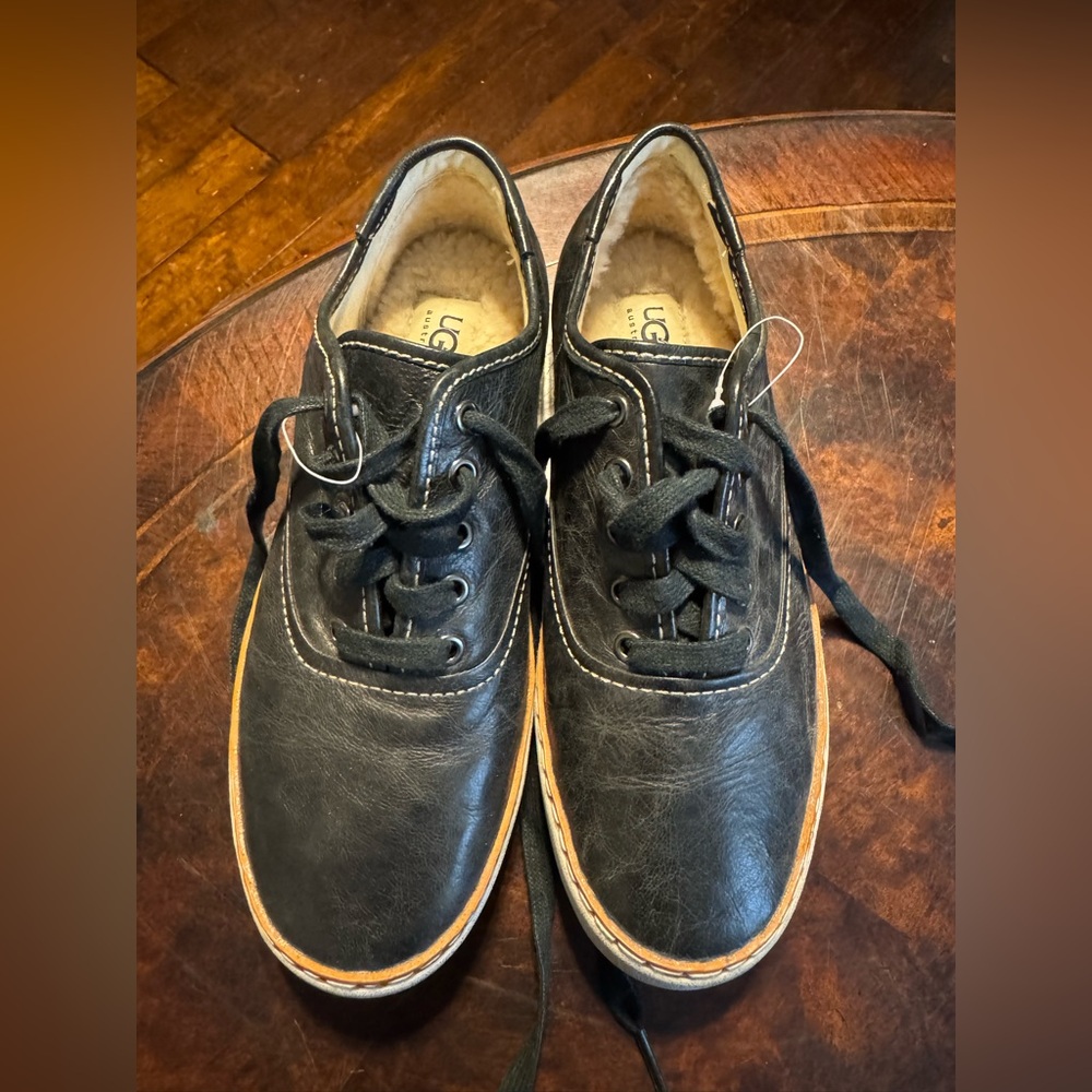 UGG Women's Black Leather Sneakers